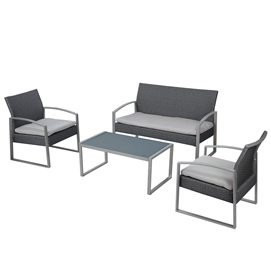 Salotto alicante - nero/grigio - garden friend - set 4 elementi
