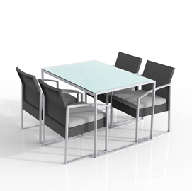 Set pranzo bilbao - nero/grigio - garden friend - set 5 elementi