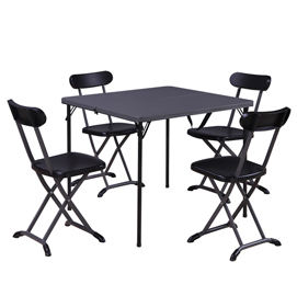 Set pranzo pieghevole horeca - antracite - garden friend - set 5 elementi