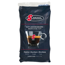 Serving kit - 50 bicchierini + 50 bustine zucchero + 50 palettine - essse caffe'