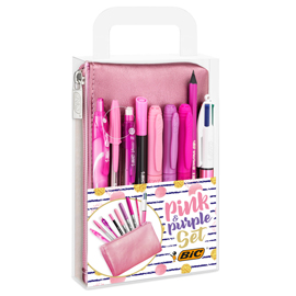 Set scrittura+astuccio pink  purple - bic