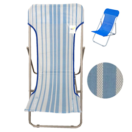 Sdraio pieghevole - con righe azzurre beach - garden friend