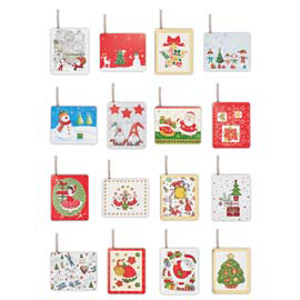 Segnapacco natale - con cordoncino - fantasie assortite - sadoch