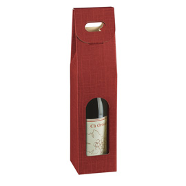 Scatola - 1 bottiglia - 9 x 9 x 38,5 cm - cartone seta - bordeaux - scotton