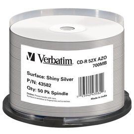 Scatola 50 cd-r datalifeplus spindle 1x-52x 700mb termica silver