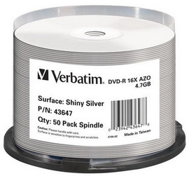 Scatola 50 dvd-r shiny silver lucida 16x 4.7gb spindle