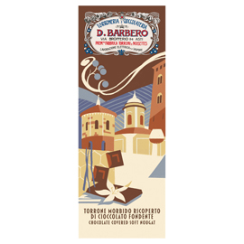 Tavoletta torrone morbido - ricoperto di cioccolato - in astuccio- 170 gr - barbero