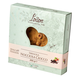 Torta sbrisola nocciola ciocco 200gr - loison