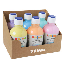 Tempera brillante pastello - 300 ml - colori pastel assortiti - primo - box 6 colori