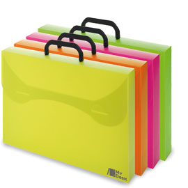 Valigetta ppl rigido fluo 37x27cm dorso 5cm colori assortiti ri.plast