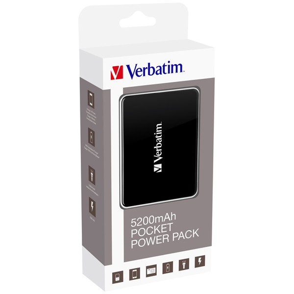 Verbatim pocket power pack 5200mah,including led indicator and flash light
